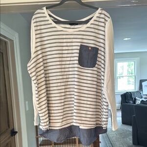 Lane Bryant Cream 3/4 Sleeve Boxy Blouse